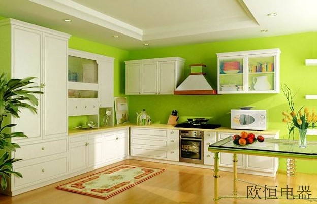 绿色厨房装修效果图,绿色控必看